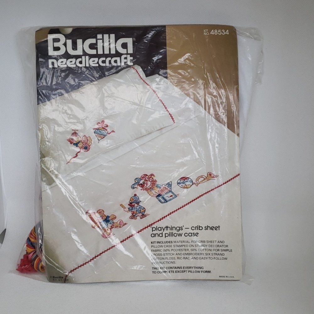 Bucilla needlecraft crib sheet pillow case